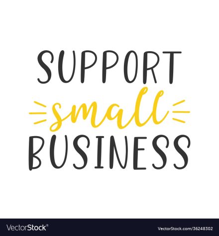 Hand sketched SUPPORT SMALL BUSINESS quote. Lettering