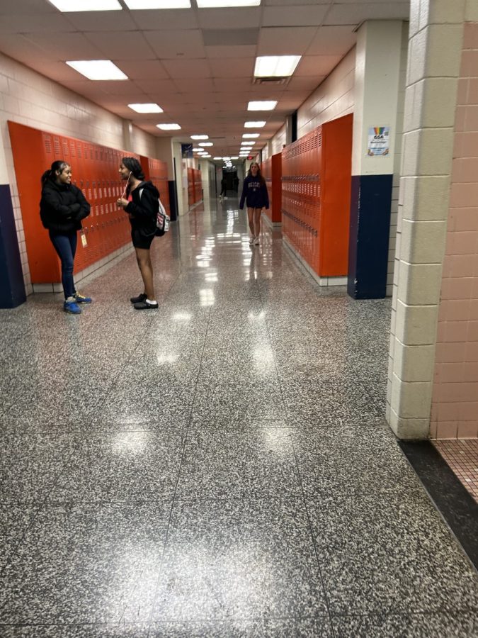 HC downstairs orange hallway during Advisory period.