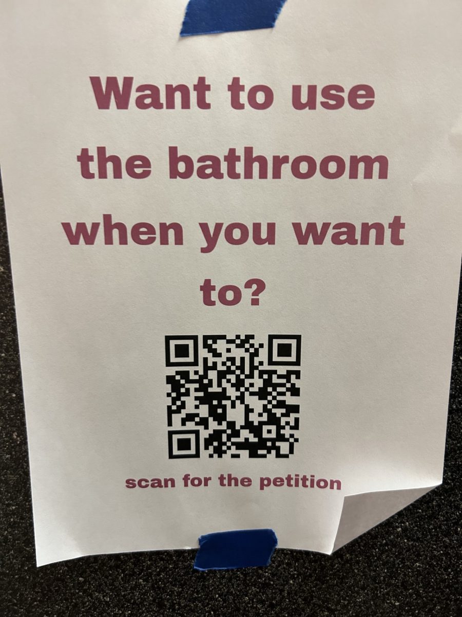 QR codes were hung up around HC  to allow students to sign a petition to get the hall pass rule changed.