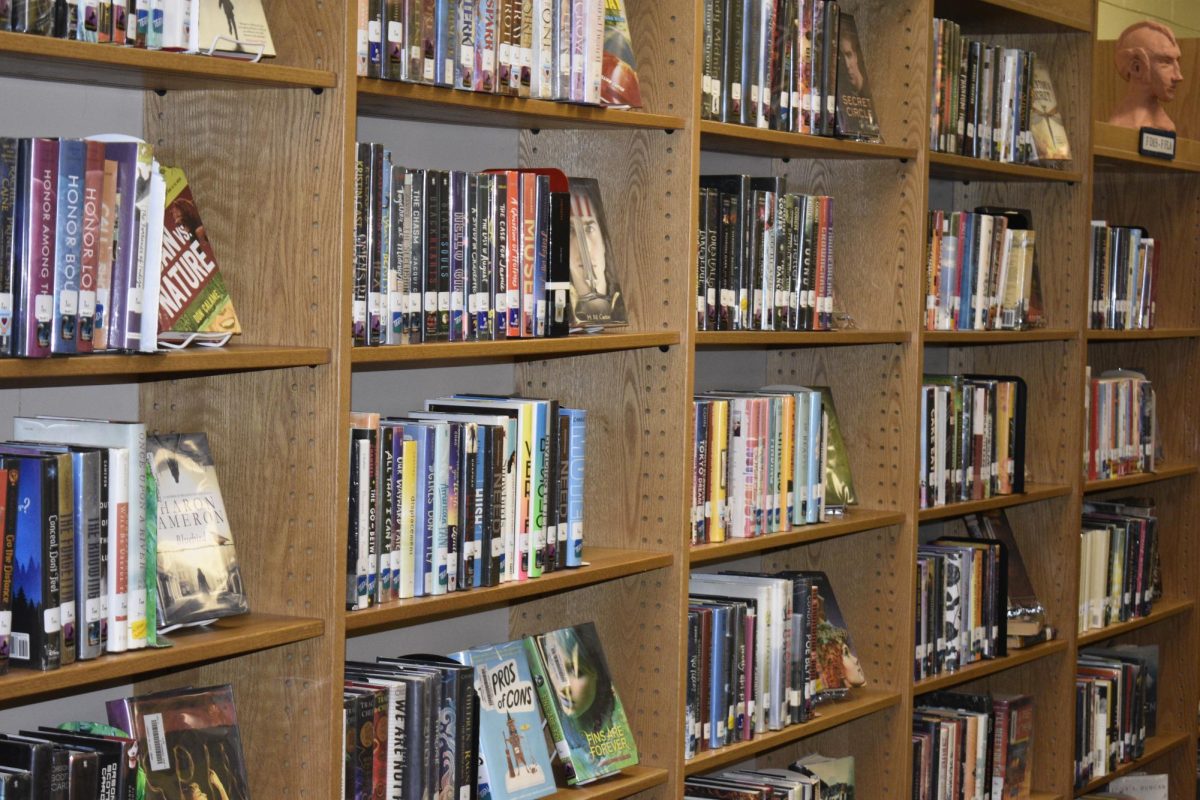 Fiction shelves in the HC Library.