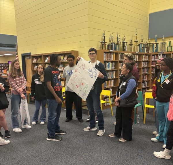 Students spreading positivity at a Sources of Strength meeting. 