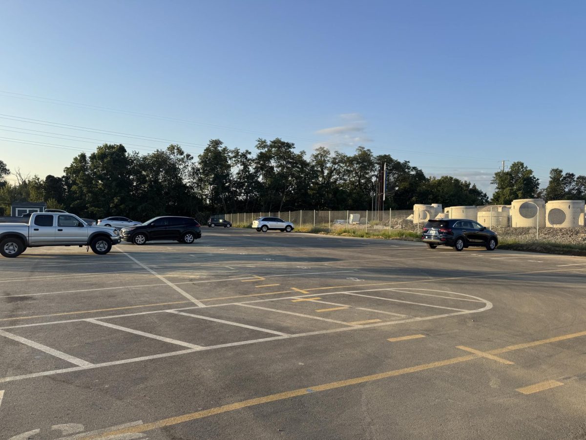 Due to construction, the gravel or “junior” lot was paved to provide parking for select seniors.