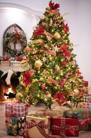 An image of a Christmas tree, a common object present in American households during the Christmas season.