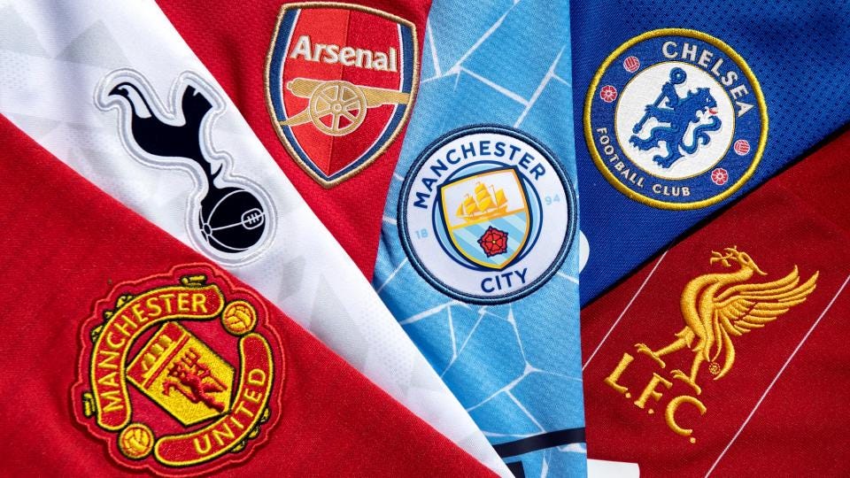 Crests of five of the more known premier league teams.