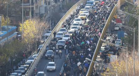 During the protests, the citizens shut down one of the roads in Tehran.